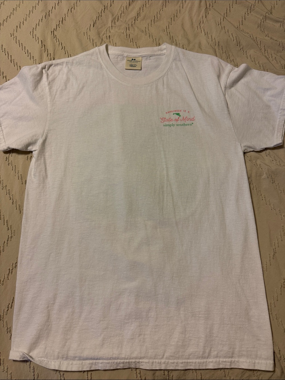 Simply Southern White Tee with Pink & Green Chest Graphic
